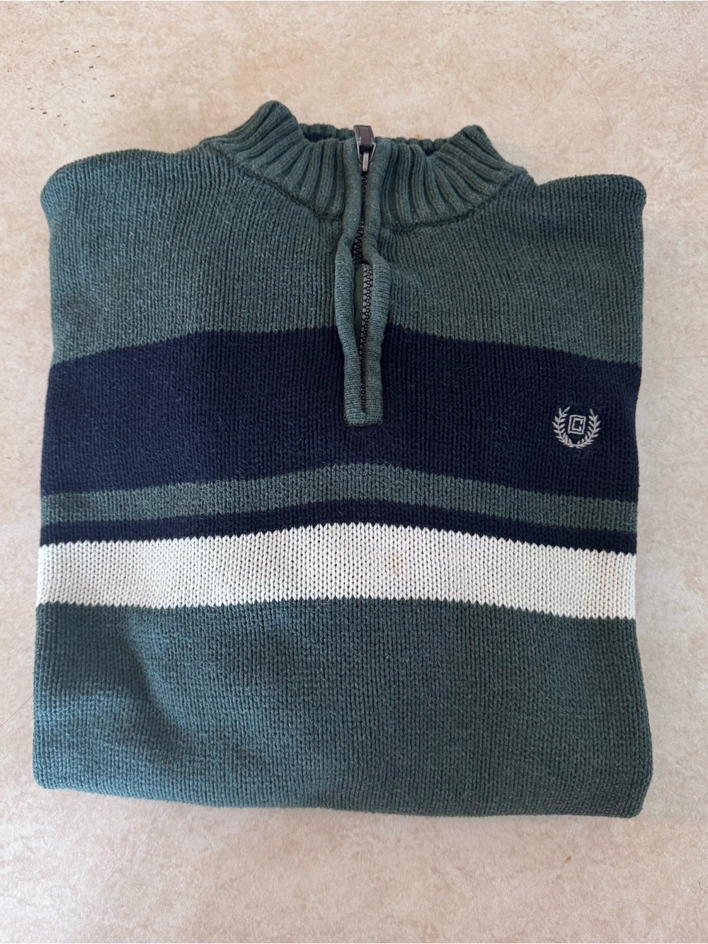 Big & Tall Men's 3XLT…..
Chaps Green/Black/White Stripe Sweater